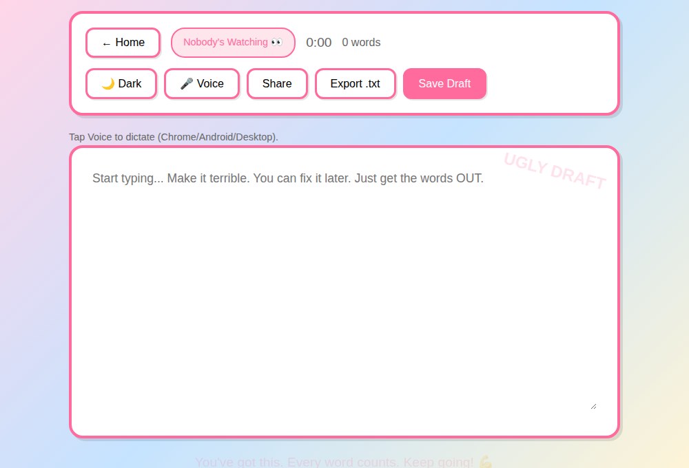 Screenshot of Ugly Draft Mode