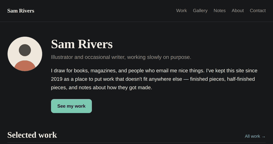 The cream theme in dark mode: near-black background, mint green button, serif headings